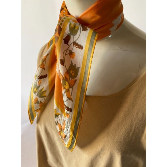 Vintage 60s Sally Gee Floral Print Silk & Rayon Scarf Made in Japan - Picture 5 of 16